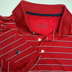 Brooks Brothers Mens Short Sleeve Golf Performance Polo XL Red Blue Stripes Logo